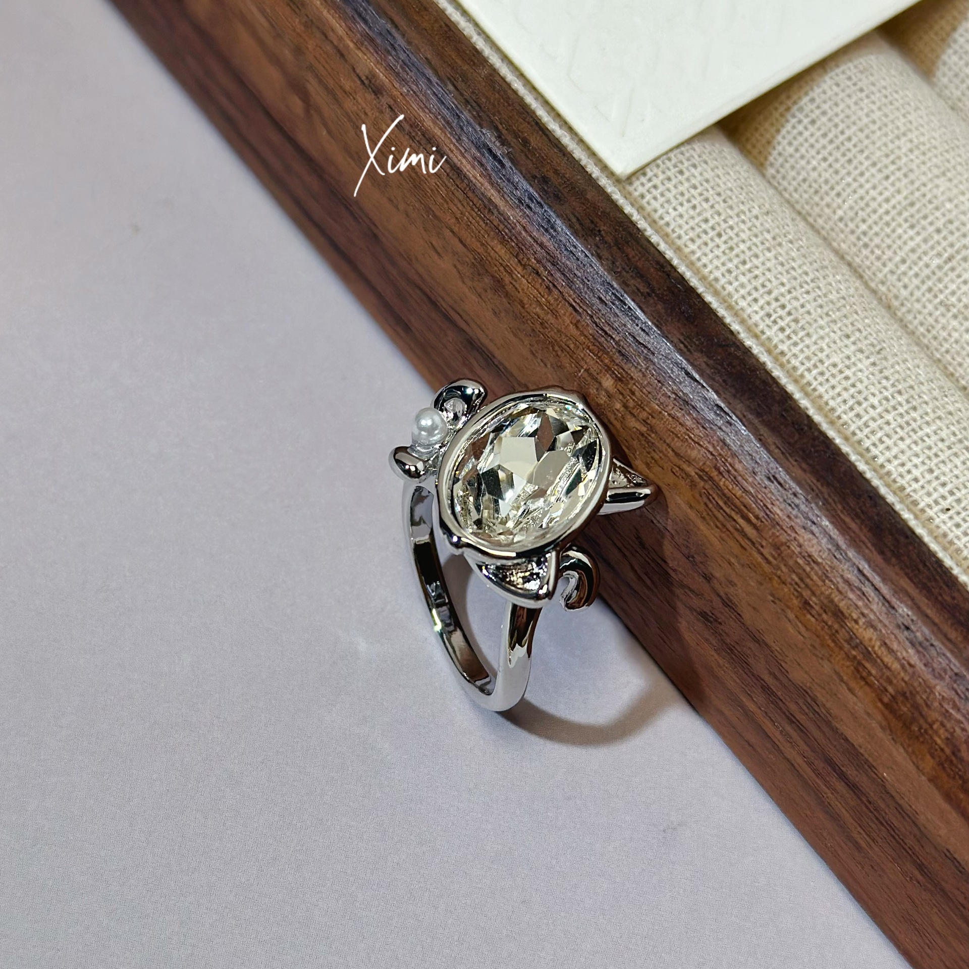 New Rhinestone Crystal Cat Open Ring for Women Band Exquisite Cute Hand Jewelry Fine