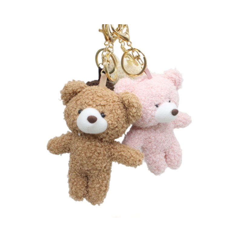 Conjoined Teddy Bear Plush Toy Keychain Bag Charm Cute Big Head Accessories Sweater Doll