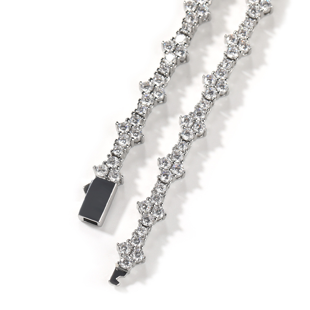 Diamond Hip Hop Necklace Men Rap Spring Buckle Airplane Tennis Chain Accessories