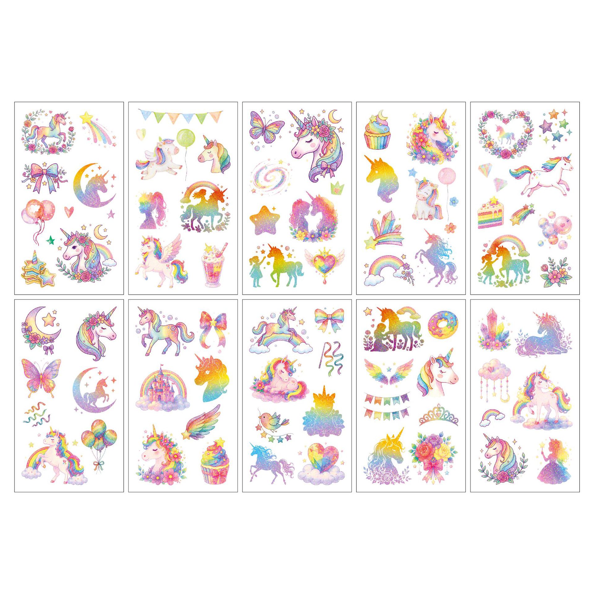 New Glitter Butterfly Cartoon Tattoo Sticker Unicorn Flower Fairy Children Party Water Transfer Sticker