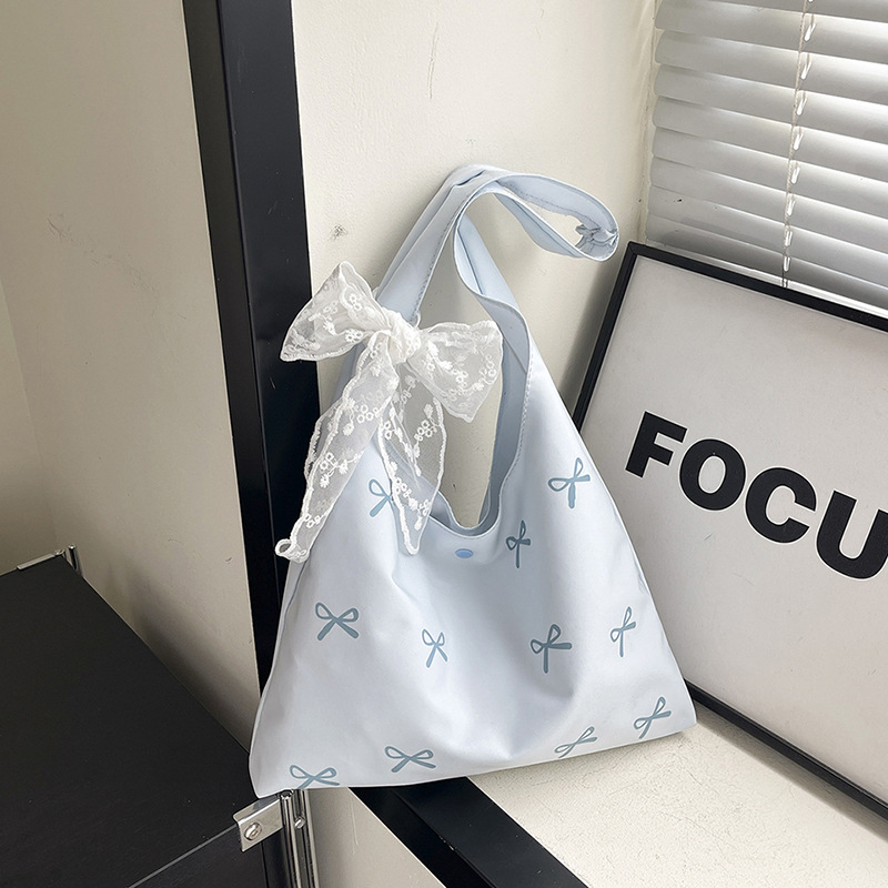 2026 Sweet Style Butterfly Embroidery Canvas Summer with Scarf Single Shoulder Tote Bag Women
