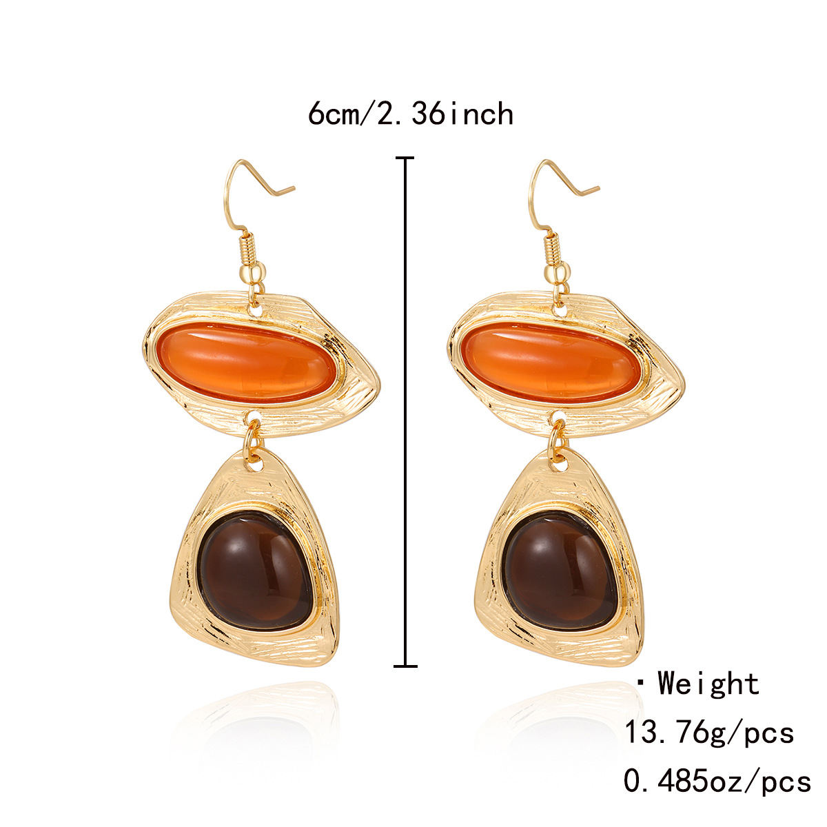 Kenjie earrings exaggerated oval resin long stud earrings for women