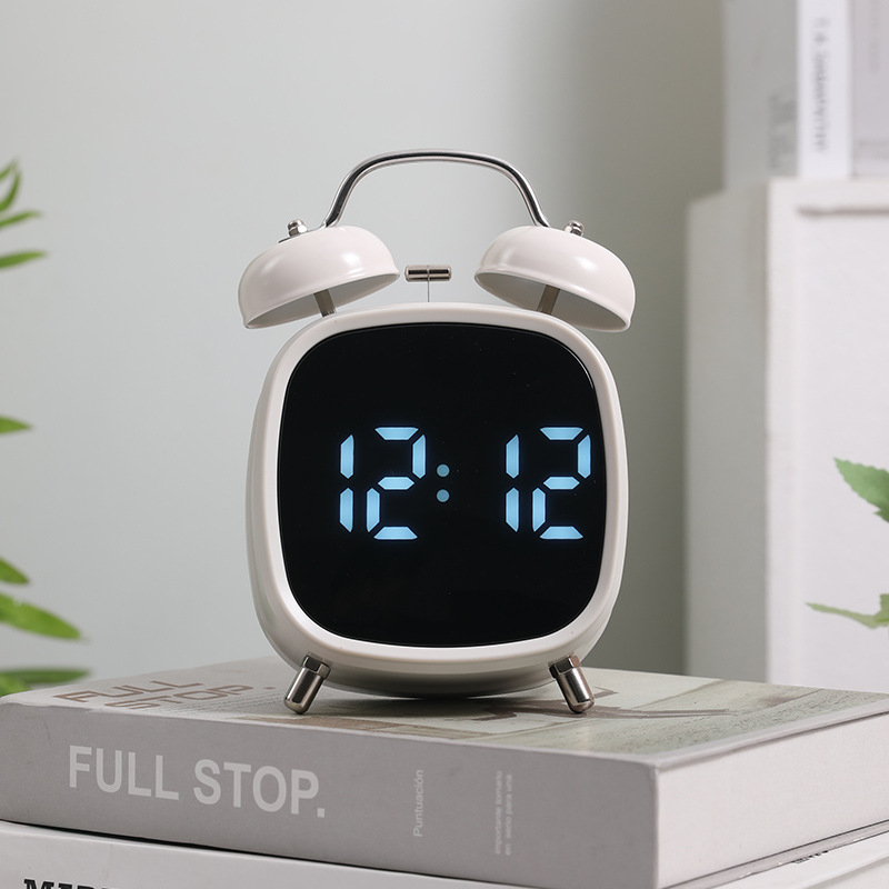 High Volume Metal Bell Alarm Clock LED Clock Wake-up Difficult Multifunctional Clock GH8032 Bell Clock