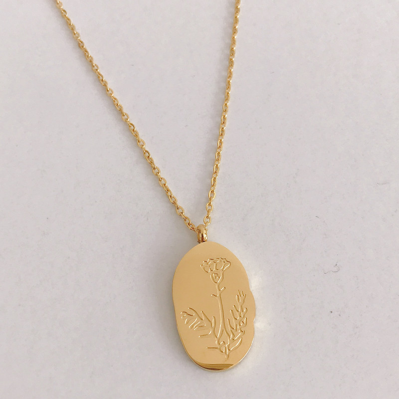 Stainless steel December flower irregular pendant necklace titanium steel December flower birth flower necklace month flower
