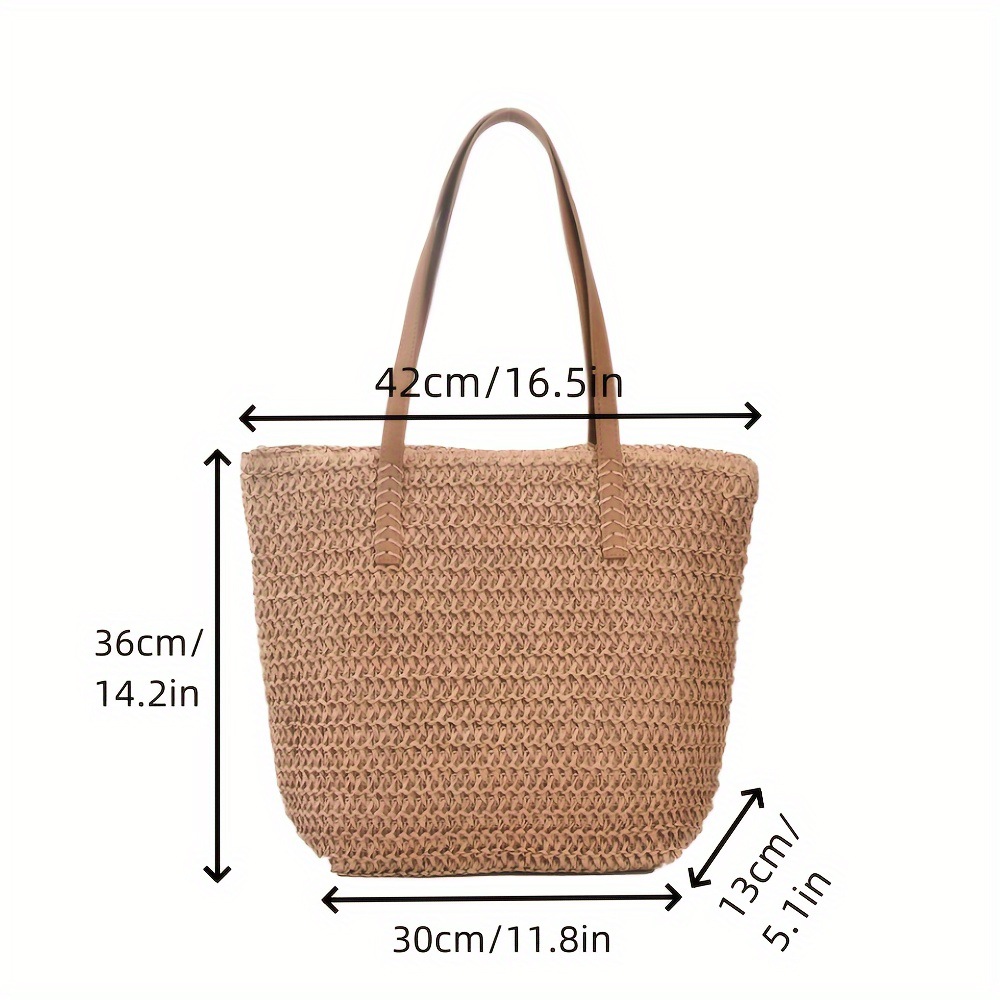 Single Shoulder Straw Bag New Handwoven Bag Women's Beach Large Capacity Tote Bag Vacation Beach Bag