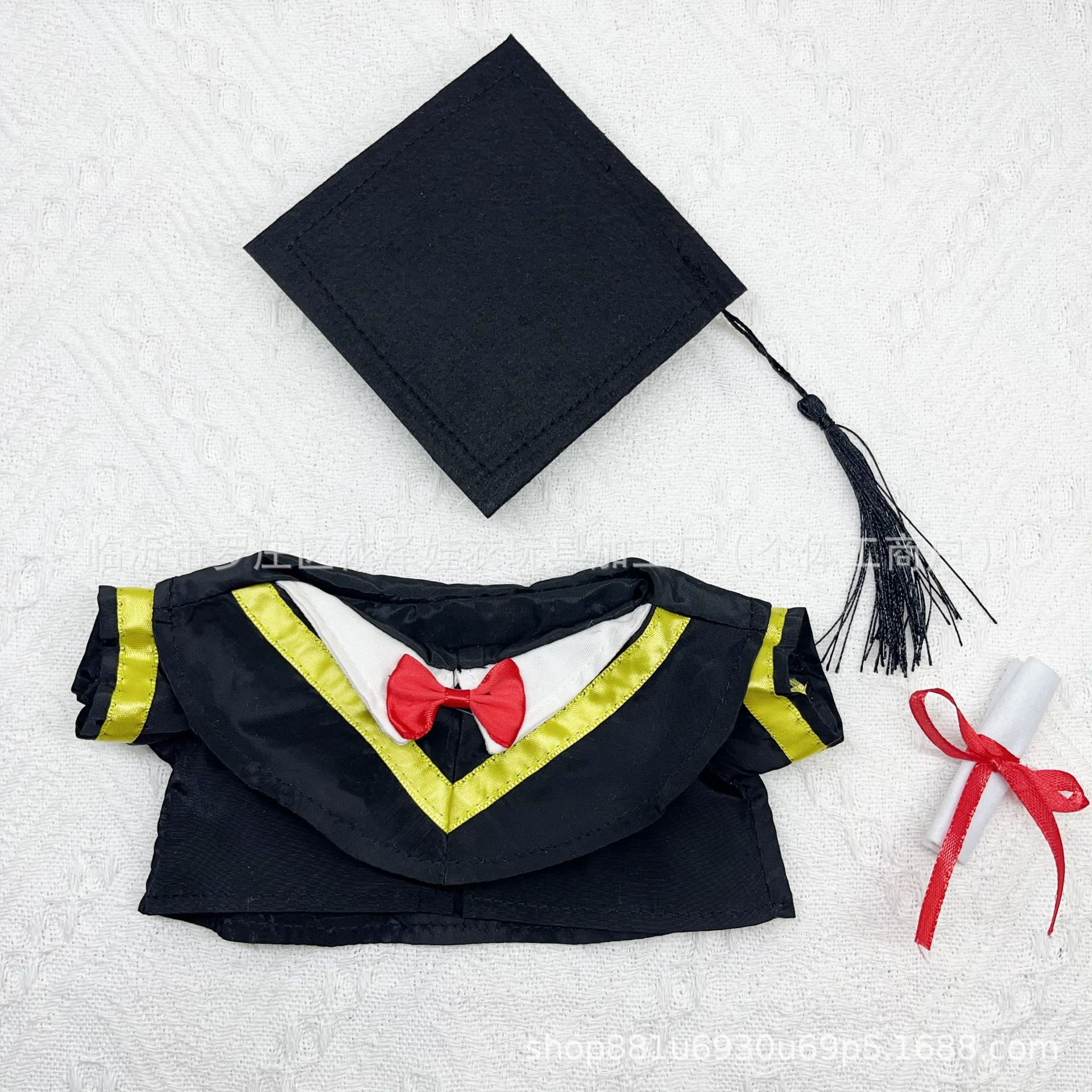 Doll Clothes Master's Gown Doctoral Cap Certificate Set Doctor Bear Replacement Bachelor's Gown Costume Plush Toy