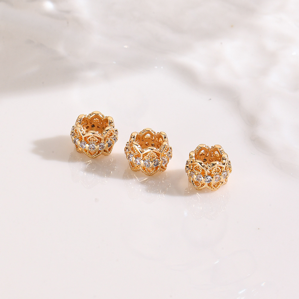 Copper plated 18K spacer beads, bracelet necklace beads, pearl crystal piercing beads loose beads DIY jewelry accessories