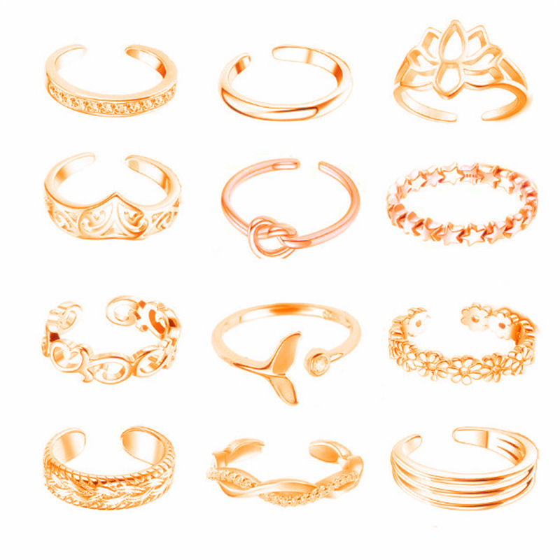 Toe Ring Micro-Set Diamond Lotus Knot Lady Open Toe Ring Joint Toe Ring