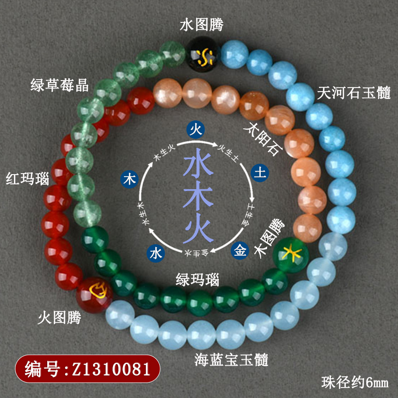 Z1310五行补缺喜【水木火】双圈手链