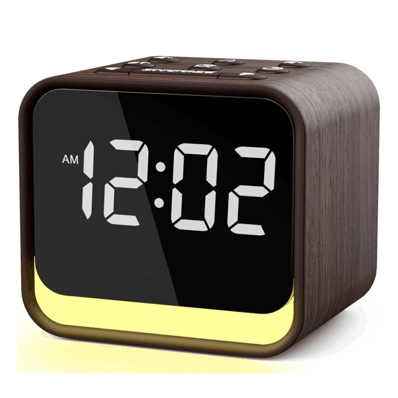 Multi-function Bluetooth Speaker Alarm Clock Color Light Brightness Control Digital Clock Multimedia Sync Wooden Clock