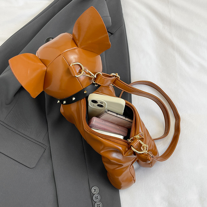 Cute Plush Toy Crossbody Bag for Women Plush Puppy Shoulder Bag Street Style Novelty Bag