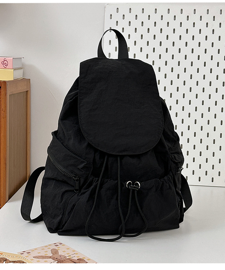 New Niche Lightweight Nylon Fabric Backpack Women Casual Drawstring Travel Large Capacity Backpack