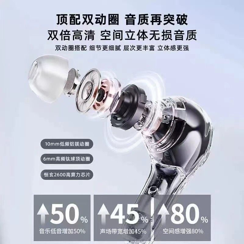 Air31 bluetooth earphones transparent digital display TWS wireless sports bluetooth earphones in-ear dual stereo