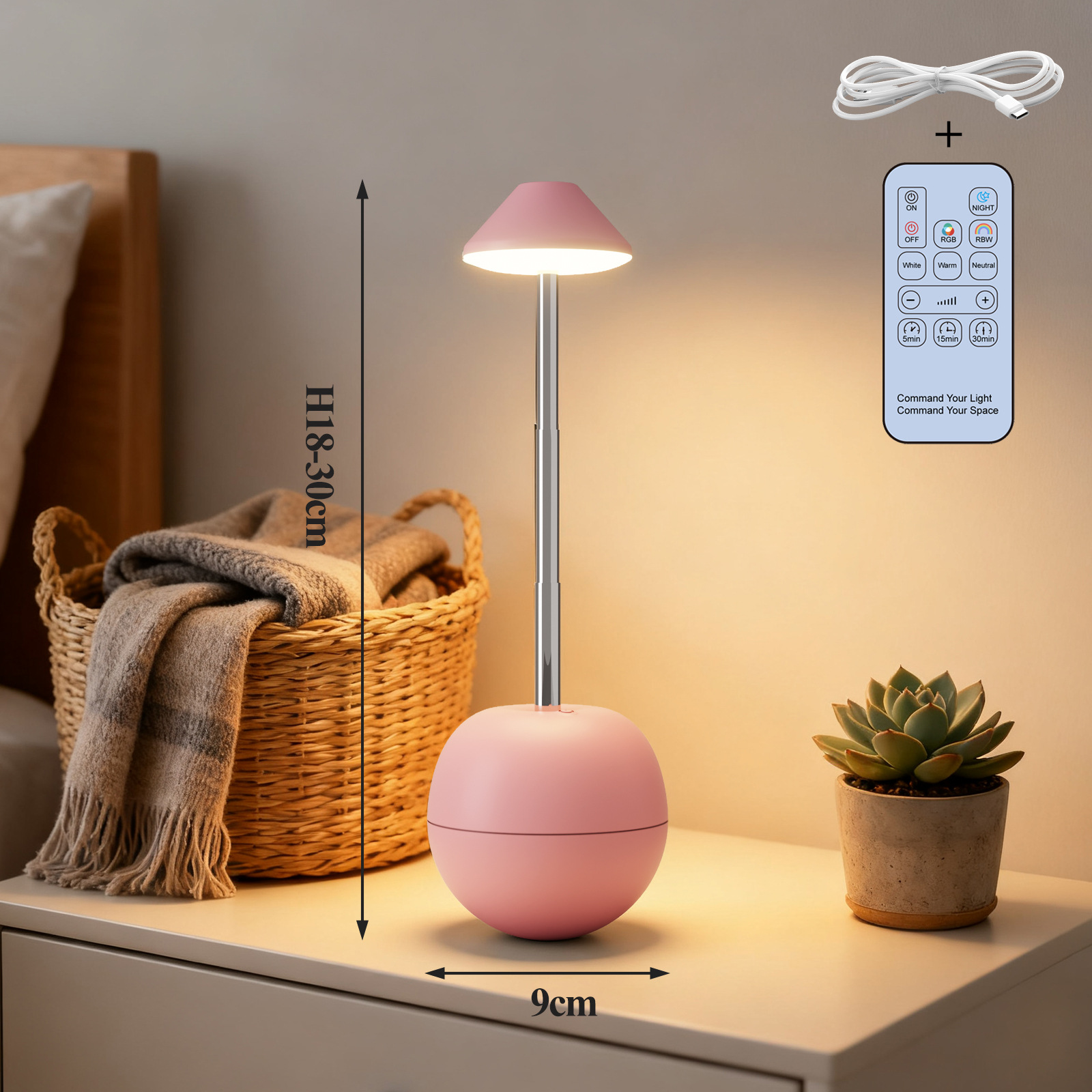 LED small night light rechargeable decorative table lamp bedroom desktop remote control bedside atmosphere lamp