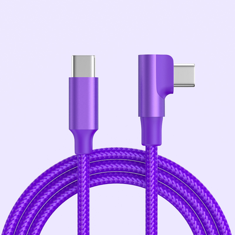C to C Right Angle 60W Phone Fast Charging Data Cable 3M C-C for iPhone 15 Samsung Huawei Xiaomi