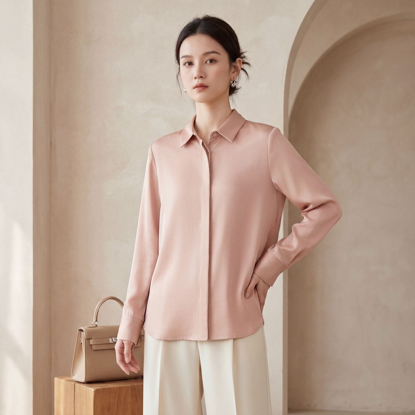 2026 Spring Summer New Silk Blouse for Women Mulberry Silk Long Sleeve Square Collar Loose Satin Sandwashed Shirt Plus Size Women's Clothing