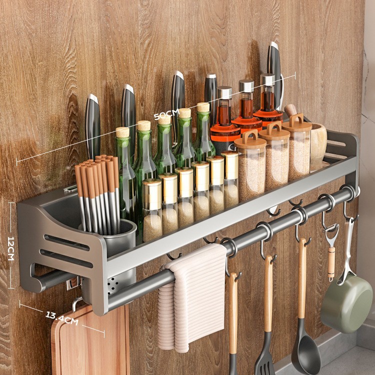 304 Stainless Steel Storage Rack No Drilling Seasoning Rack Chopstick Knife Rack Supplies Storage Rack Wall-Mounted Home