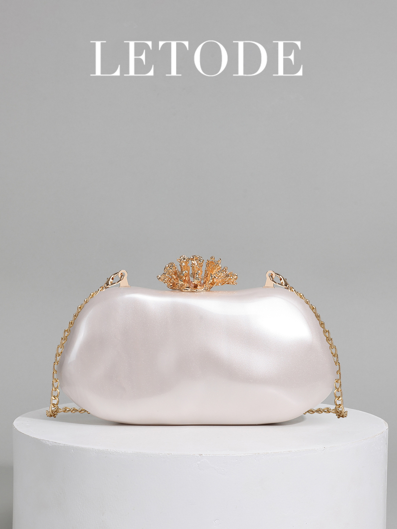 New Flower Mold Pressed Pure Color Acrylic Evening Bag Irregular Clutch Chain Bag