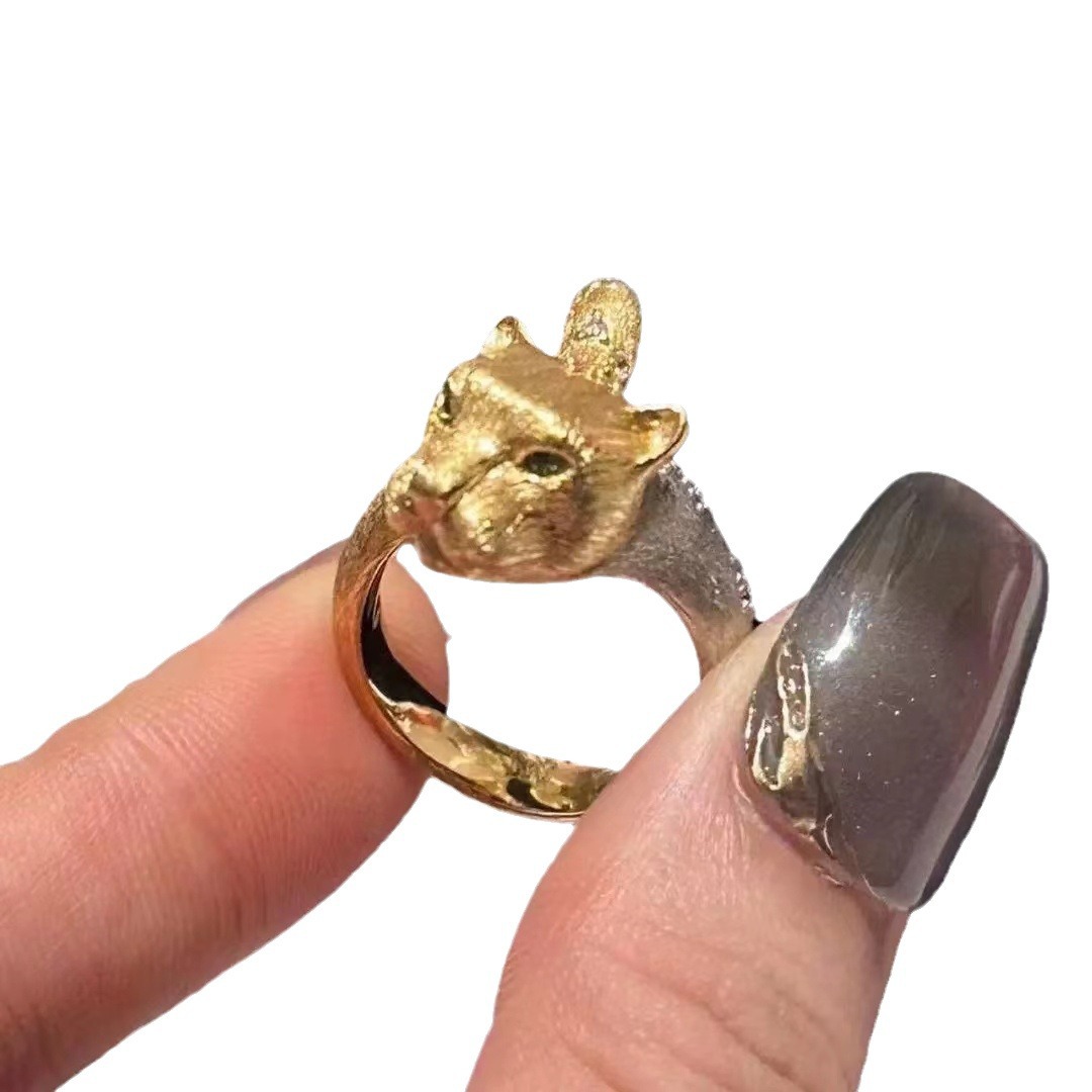 New Wealth Lucky Money Leopard Ring Gold Satin Wire Craft Leopard Ring