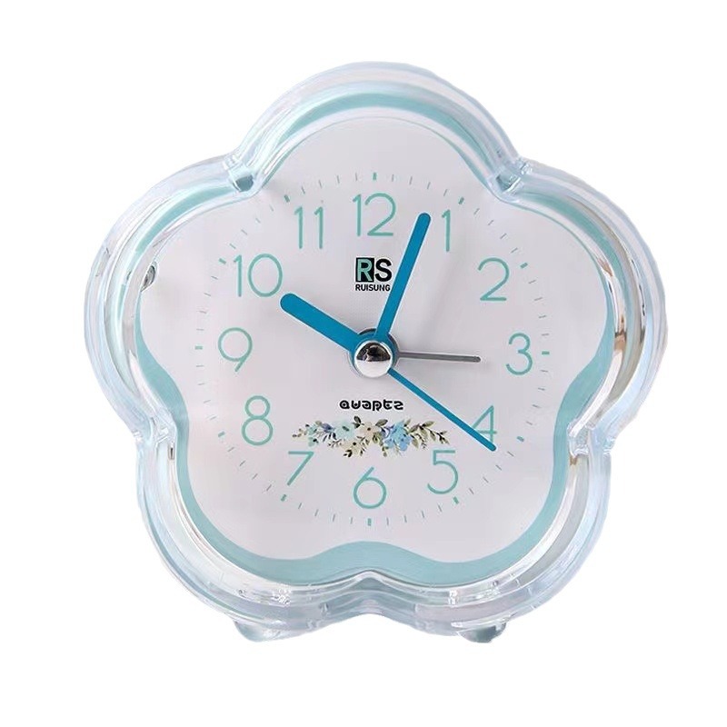 Sales simple plastic alarm clock student with light candy color clock flower-shaped cartoon portable alarm clock