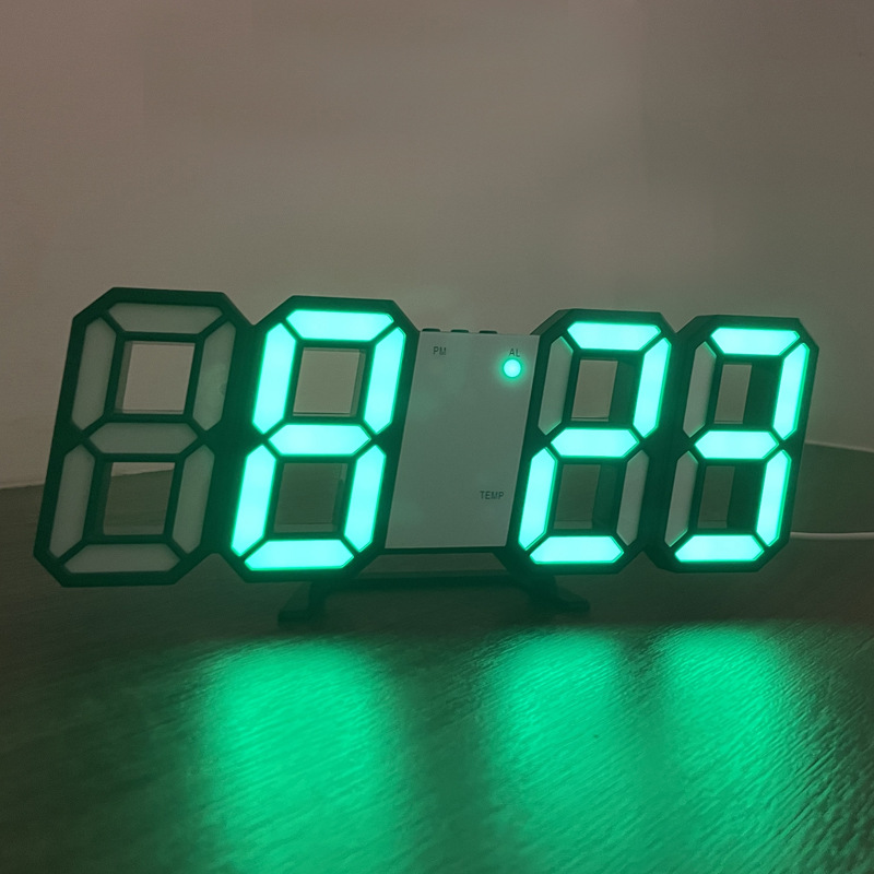 Wall Clock 3D Digital Clock Tech Desktop LED Night Light Alarm Clock Electronic Wall Clock Living Room
