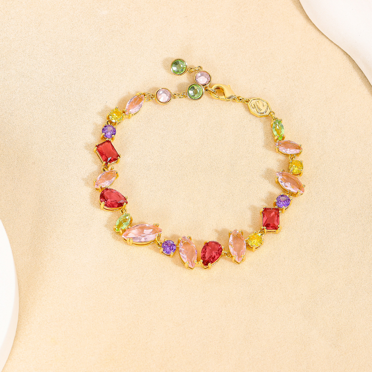 Set micro-set zircon necklace bracelet s925 silver needle earrings colorful
