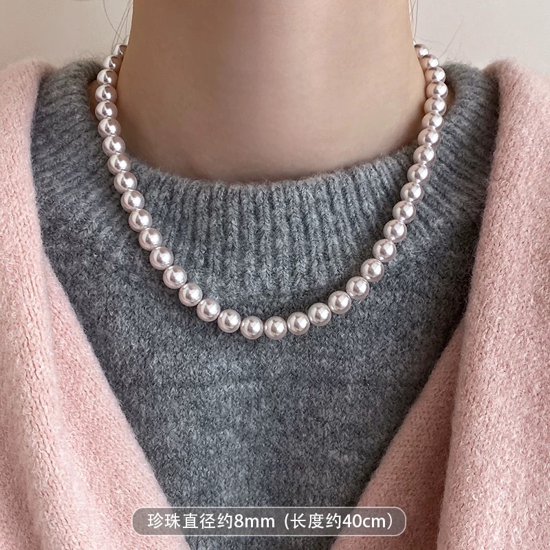 Manta Rose Color Swarovski Pearl Necklace for Women 2025 New Small Clavicle Chain for Women