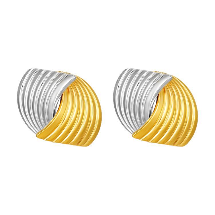 Stainless steel earrings for women, plated 18K two-tone ear clips, multi-layer ear accessories