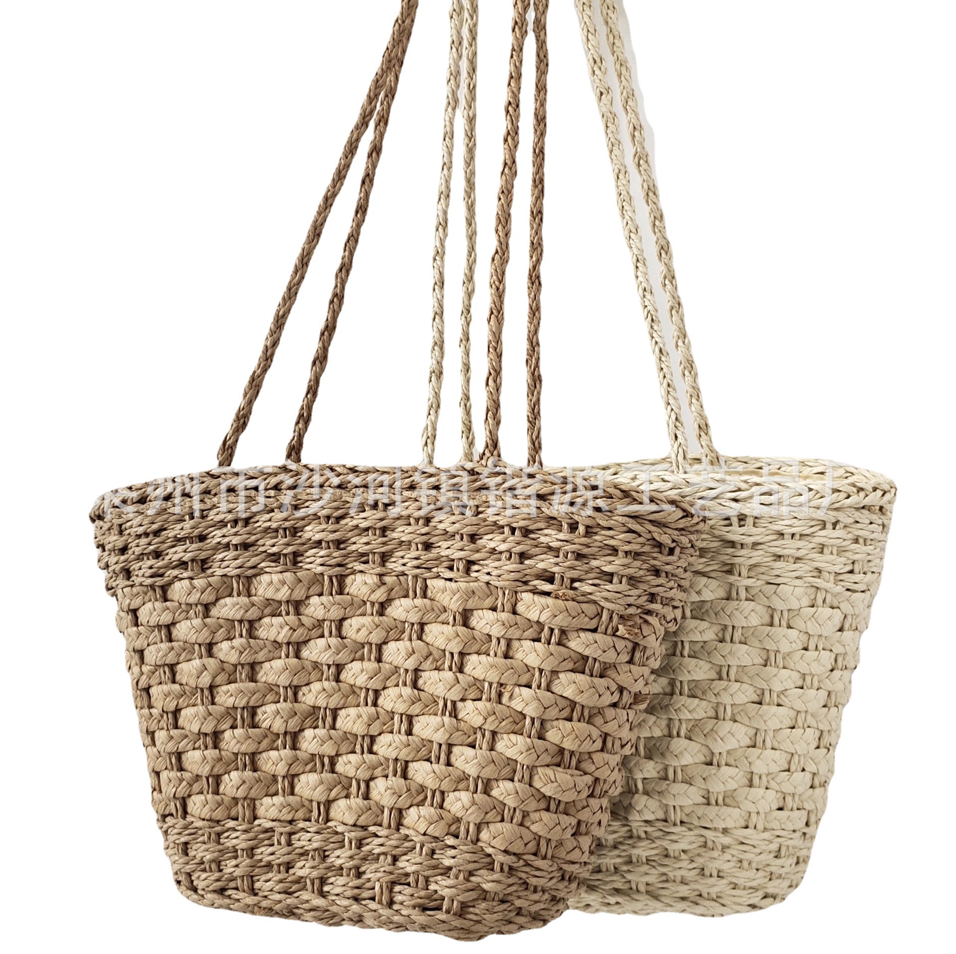 Straw woven bag casual woven shoulder bag spring summer new tote bucket bag handbag women's bag