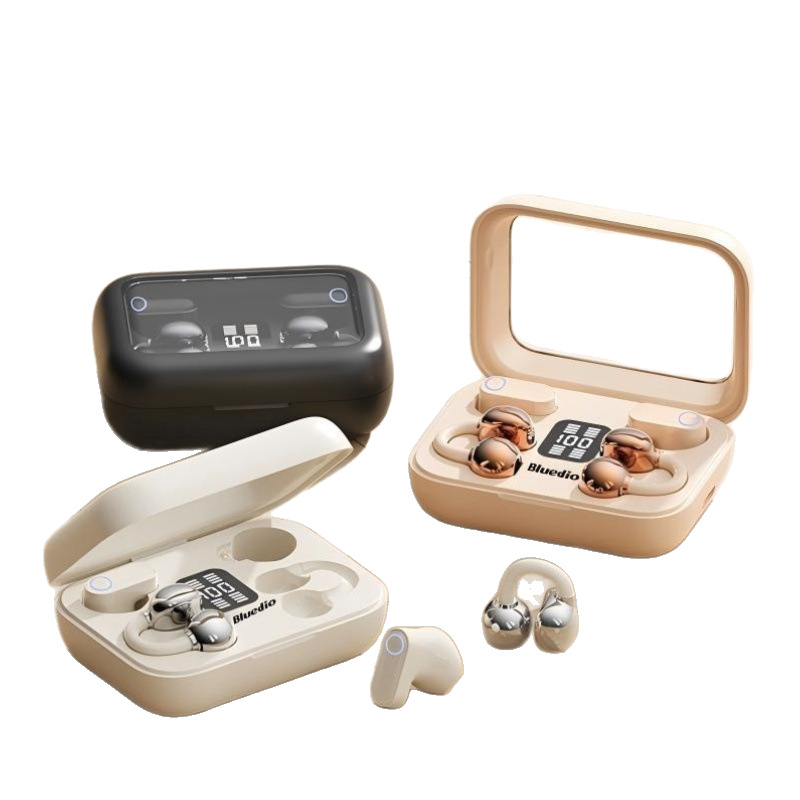 2026 New Bluedio 2-in-1 Bluetooth Earphones Wireless Clip-On Semi-In-Ear Long Battery Life Noise Cancelling Stereo
