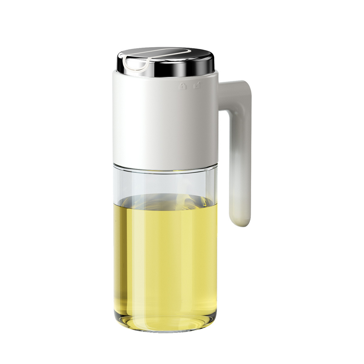 Stainless Steel Glass Oil Bottle Kitchen Household Automatic Open-Close Gravity Oil Can Soy Sauce Seasoning Bottle Oil Bottle 500ML