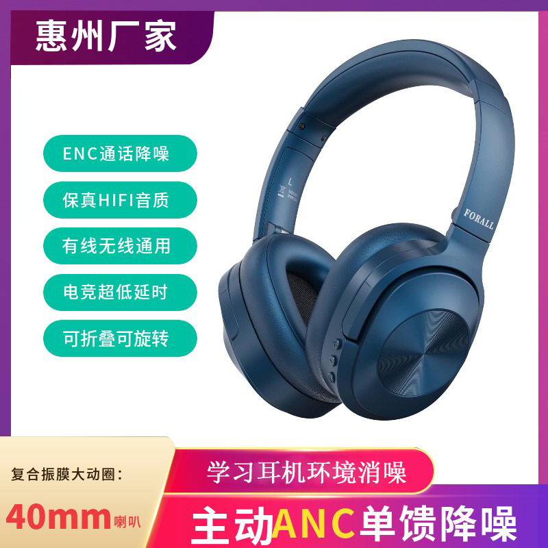 Over-ear earphones Bluetooth wireless wired dual-use earphones active noise cancellation ANC over-ear headphones new