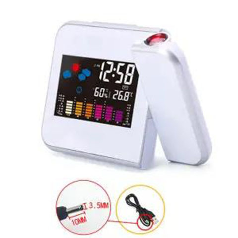 8190 Multifunctional Projection Alarm Clock Bedroom Bedside Clock Lazy Electronic Clock Smart Temperature Humidity Calendar Clock