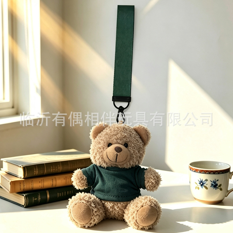 Teddy bear pendant custom woven lanyard print LOGO bear keychain plush toy backpack charm souvenir