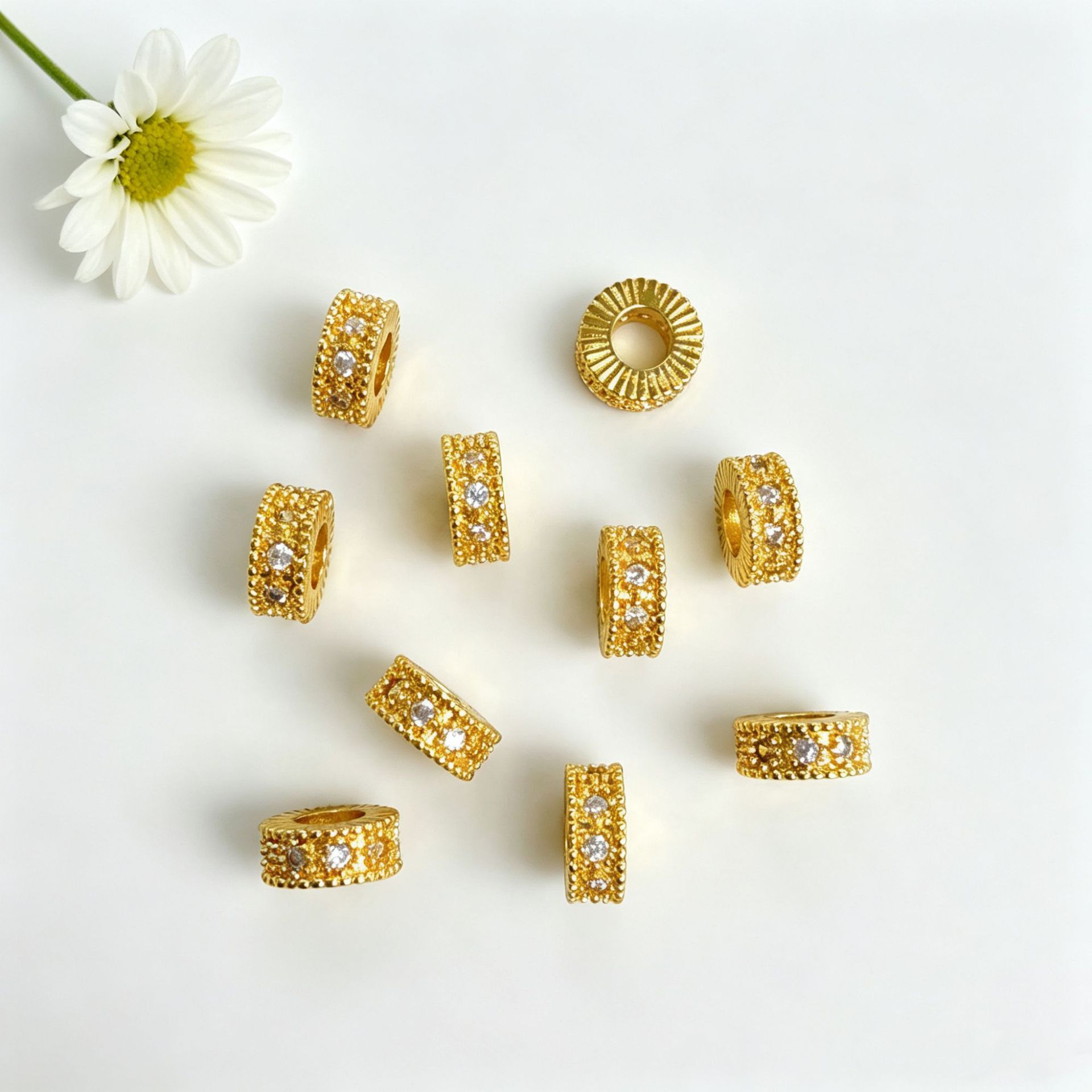 Copper plated 18K small waist spacer beads jewelry bracelet necklace spacer beads crystal pearl DIY accessories materials
