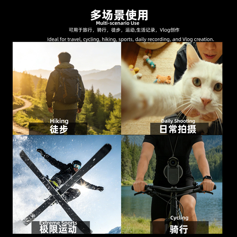 2.7K Thumb Camera Magnetic Neck Mount 1080P HD Recorder WiFi Loop Recording Action Camera