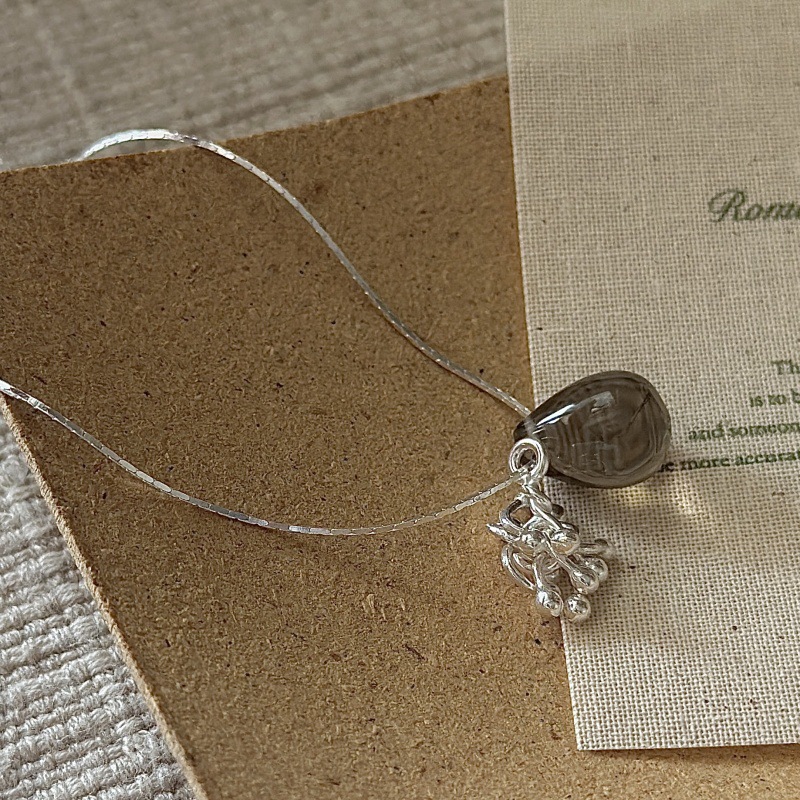 S925 sterling silver drop crystal firework necklace collarbone chain