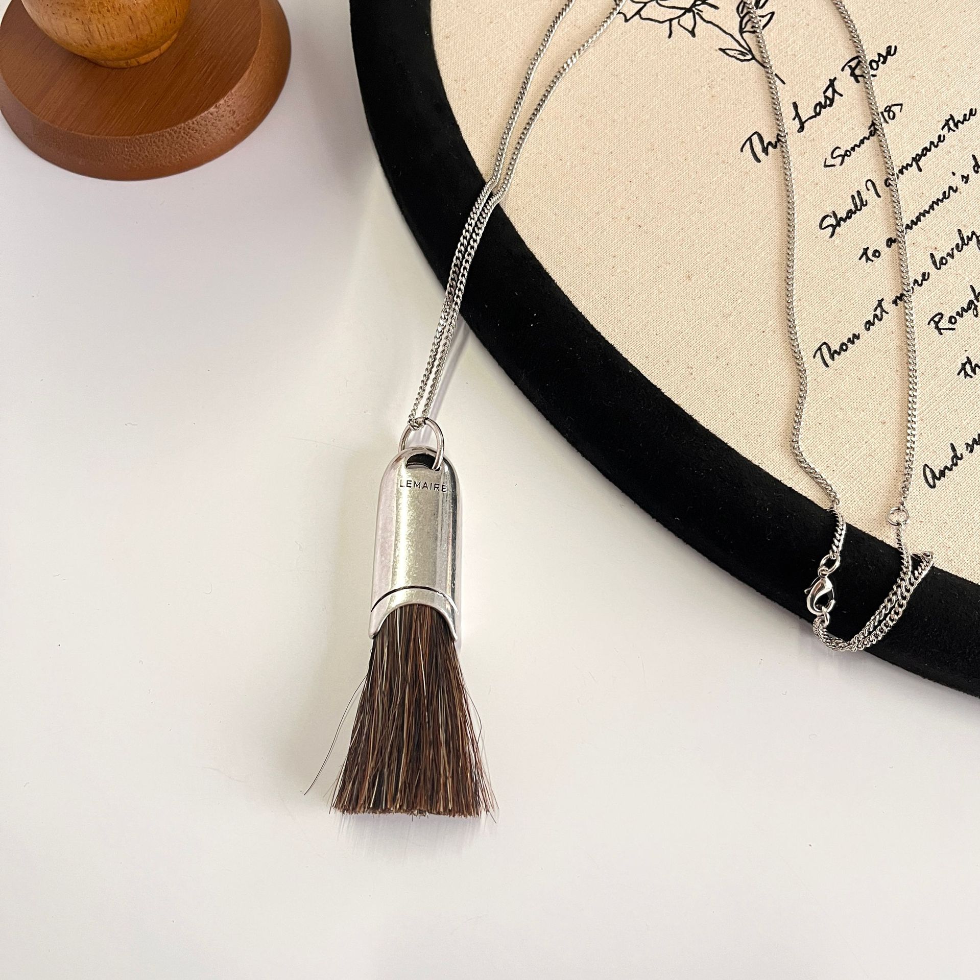 Cha Jung-won Horsehair Tassel Necklace Long Pendant Sweater Chain Accessory