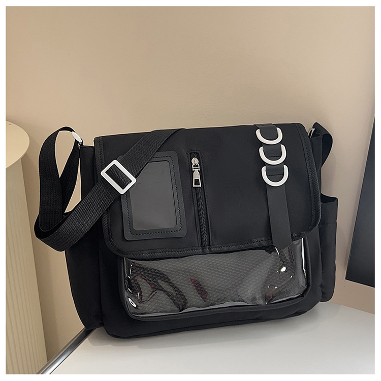 Large capacity simple women cute messenger bag transparent splicing pain bag student dopamine crossbody bag
