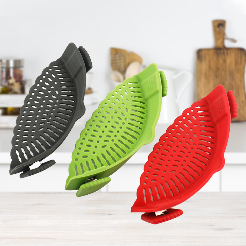 Household kitchen tool silicone pot edge drainer vegetable noodle strainer dish draining filter baffle