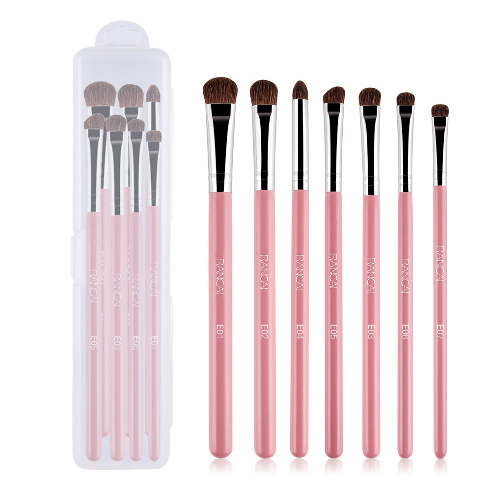 7 Pieces Makeup Brush Set Portable Horse Hair Eyeshadow Brush Eye Makeup Brush Cosmetic Tool Animal Hair Eye Brush