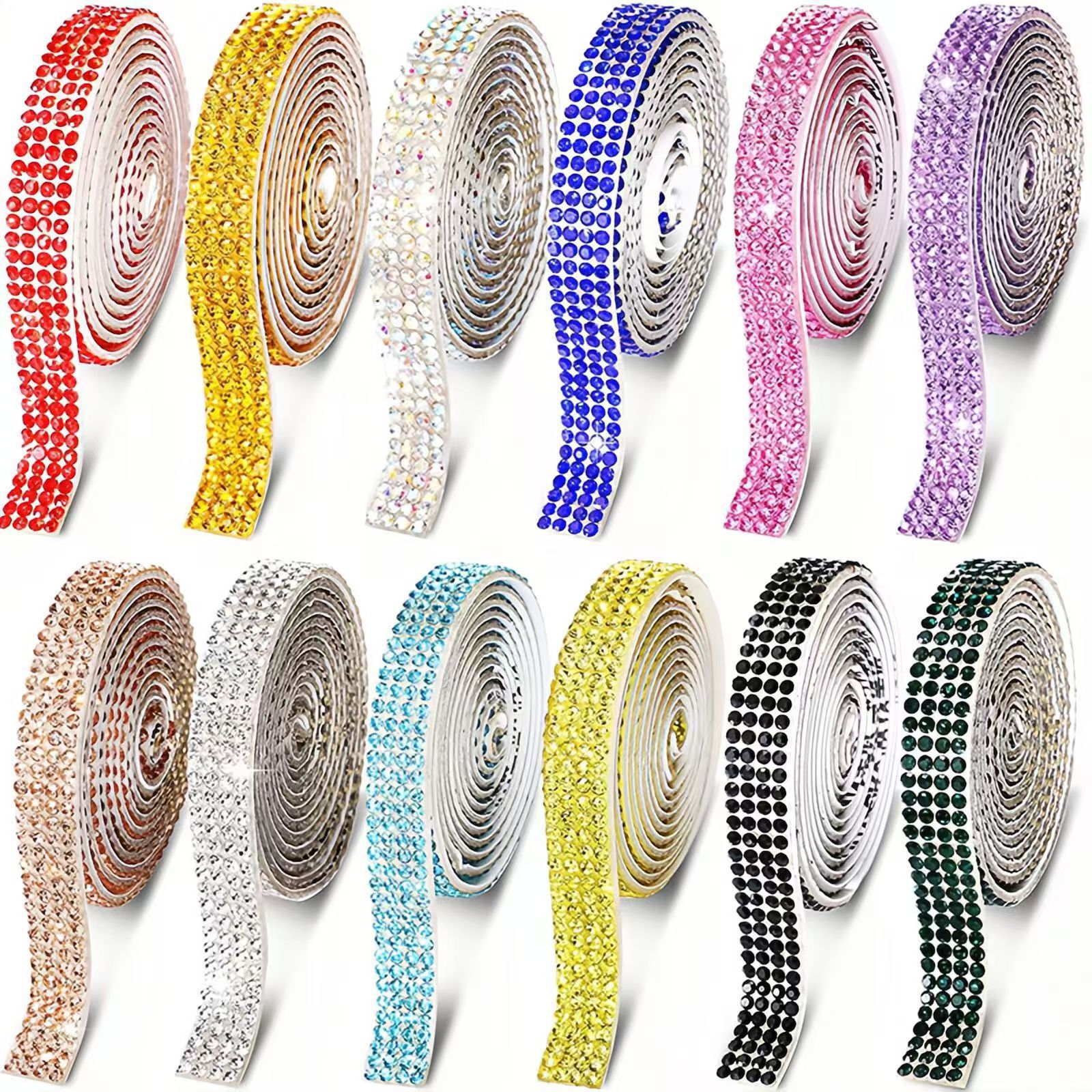 Rhinestone strip self-adhesive phone car hot melt rhinestone DIY decoration rhinestone with adhesive rhinestone drill decoration multiple rows optional