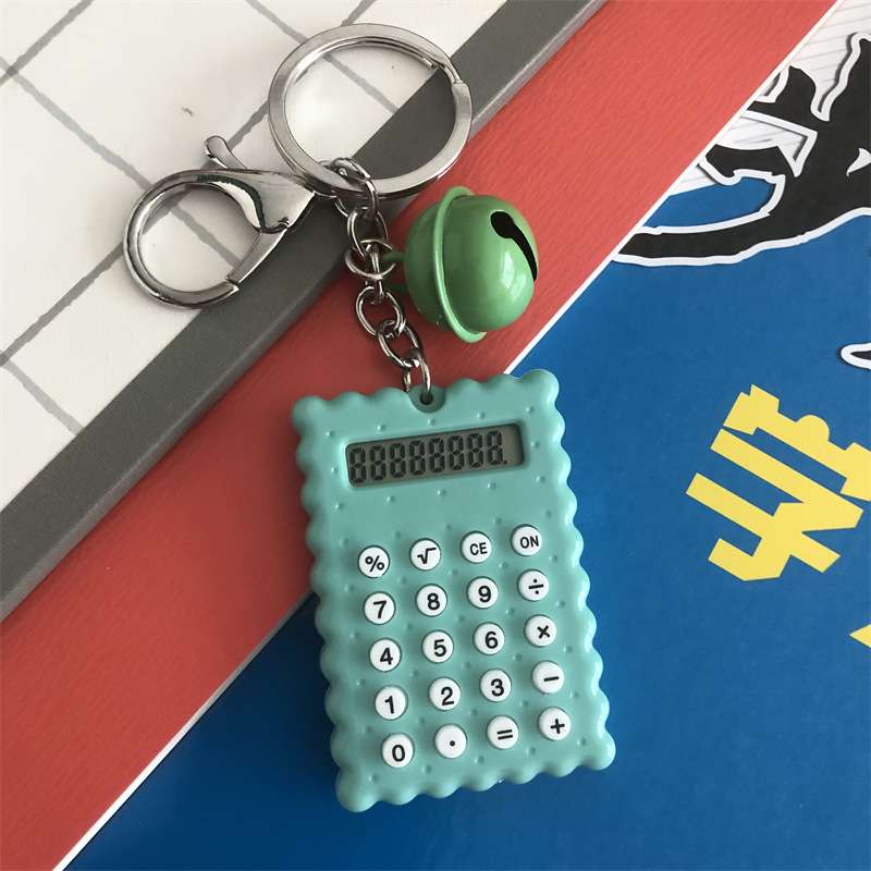 Biscuit Type Mini Calculator Bell Keychain Pendant Student Portable Palm Cute Computer
