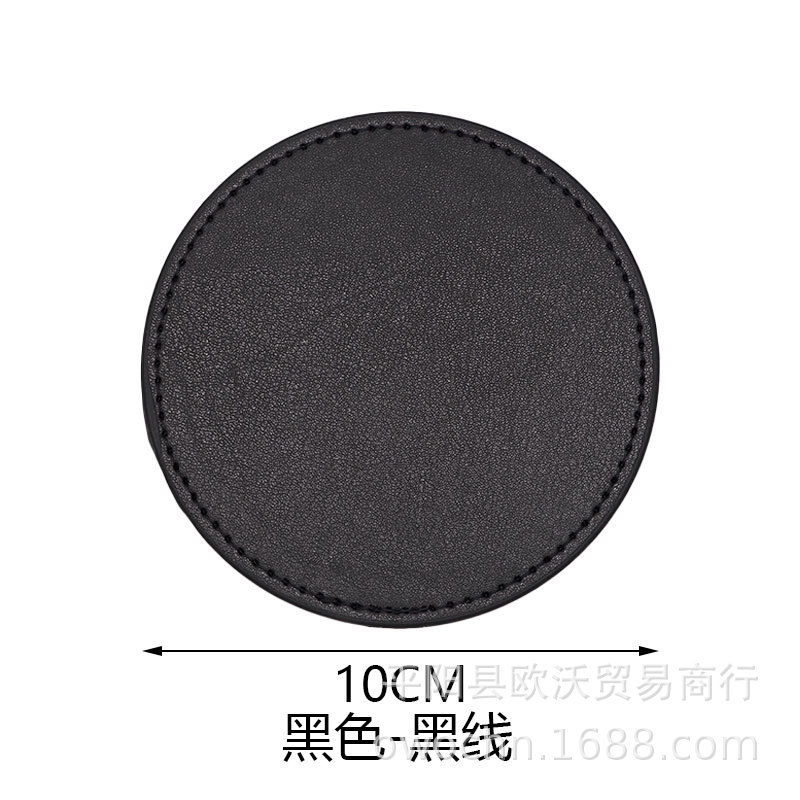 Thickened coaster 10CM high temperature resistant white round PU simple heat insulation pad leather coaster logo new