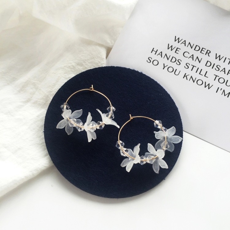 Forest style flower earrings fairy elegant long pearl ear studs simple ear accessories for women 1168