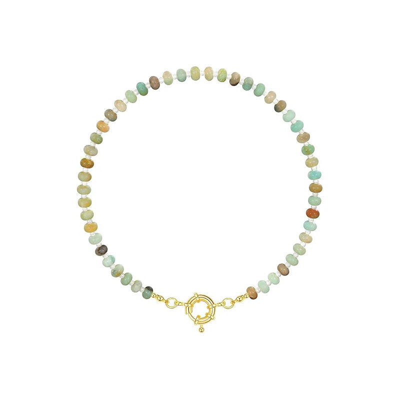 New Women's Bohemian Dopamine Color Matching Natural Stone Colorful Crystal Beaded Necklace