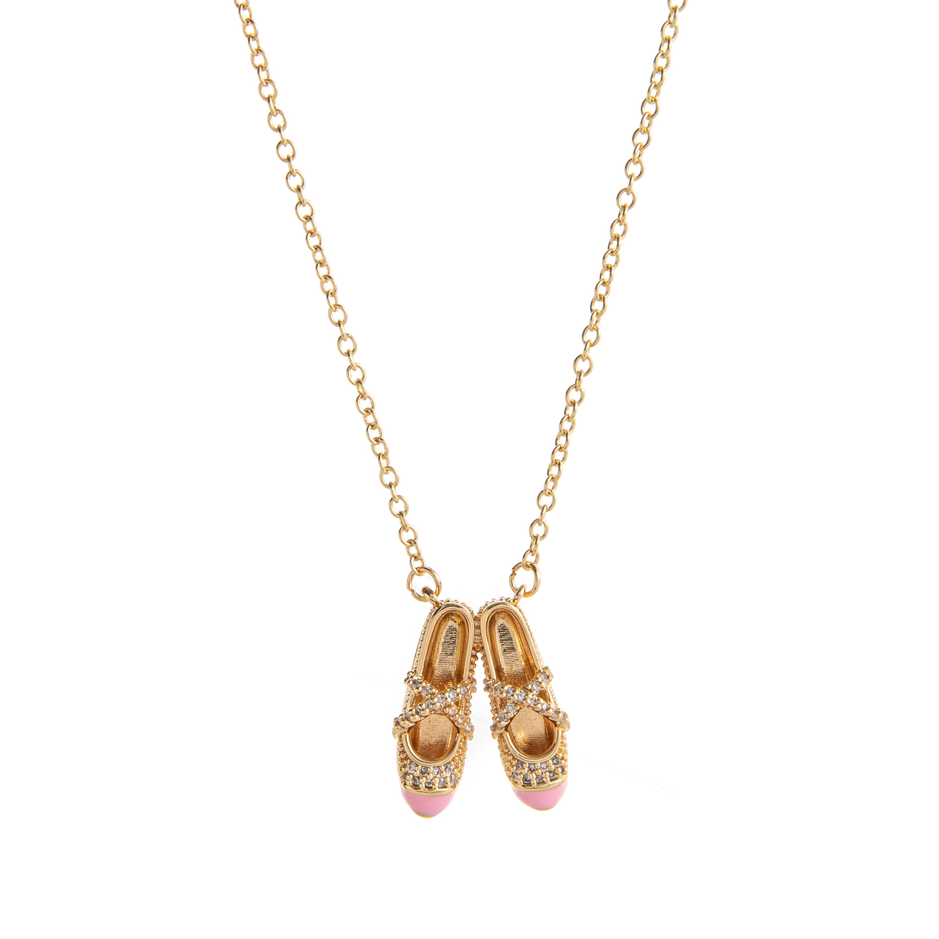 Exquisite mini rhinestone pink ballet shoe necklace锁骨链 unique necklace