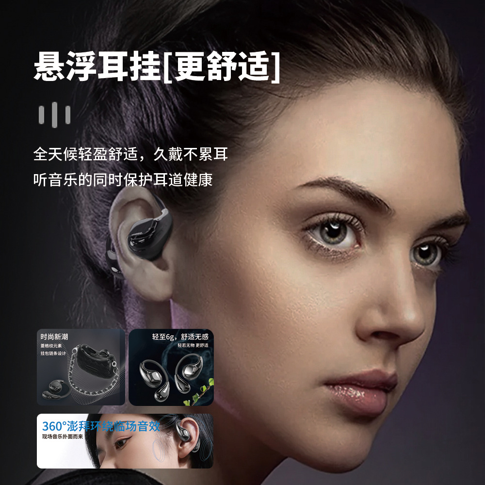 Strict small fragrance bag wireless Bluetooth earphone ear-hook non-in-ear open OWS bone conduction ultra-long battery life