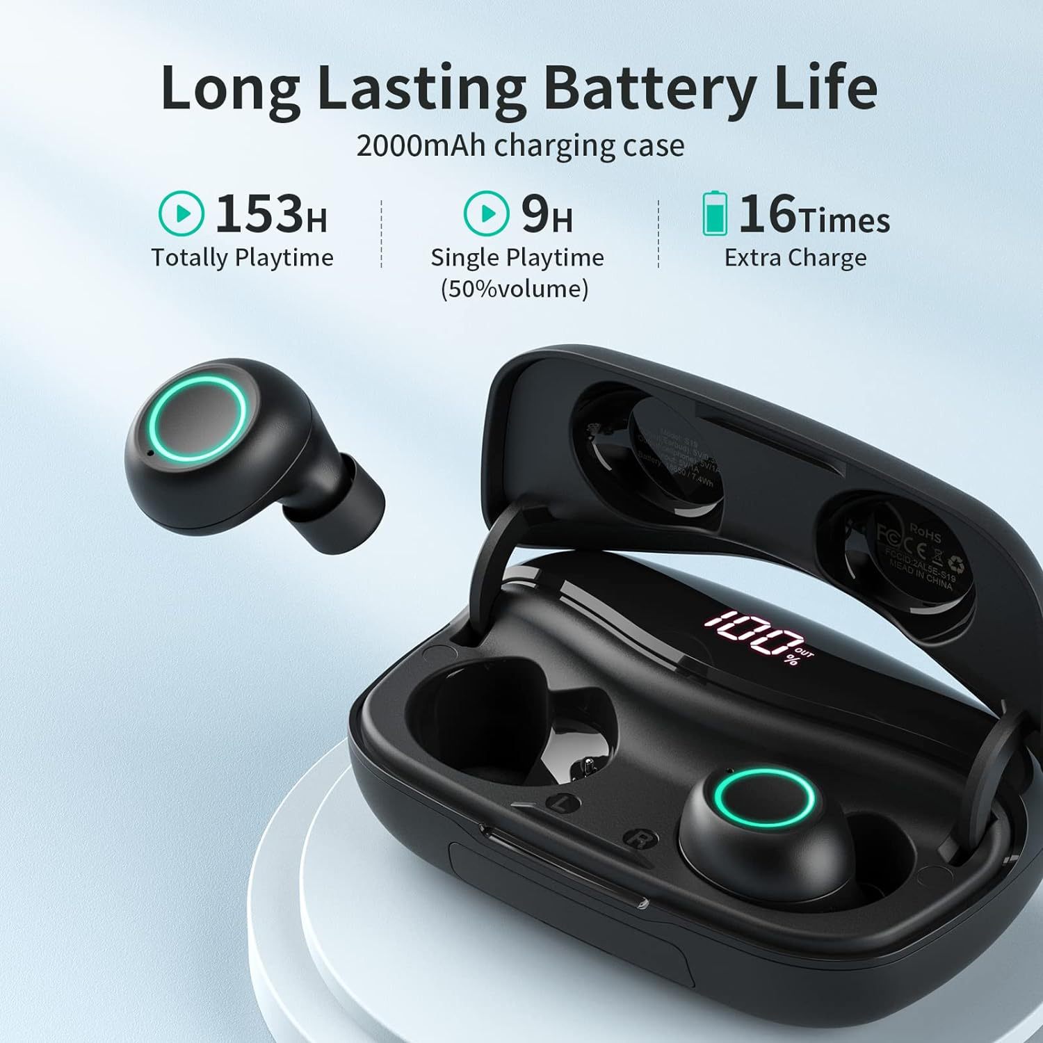 S9 Earbuds True Wireless Digital Display Large Capacity Charging Case Ultra-Long Battery Life TWS Dual-Ear Bluetooth Headphones