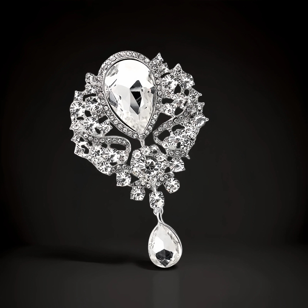 New Crystal Pendant Brooch Rhinestone Corsage Women's Pin Clothing Accessory